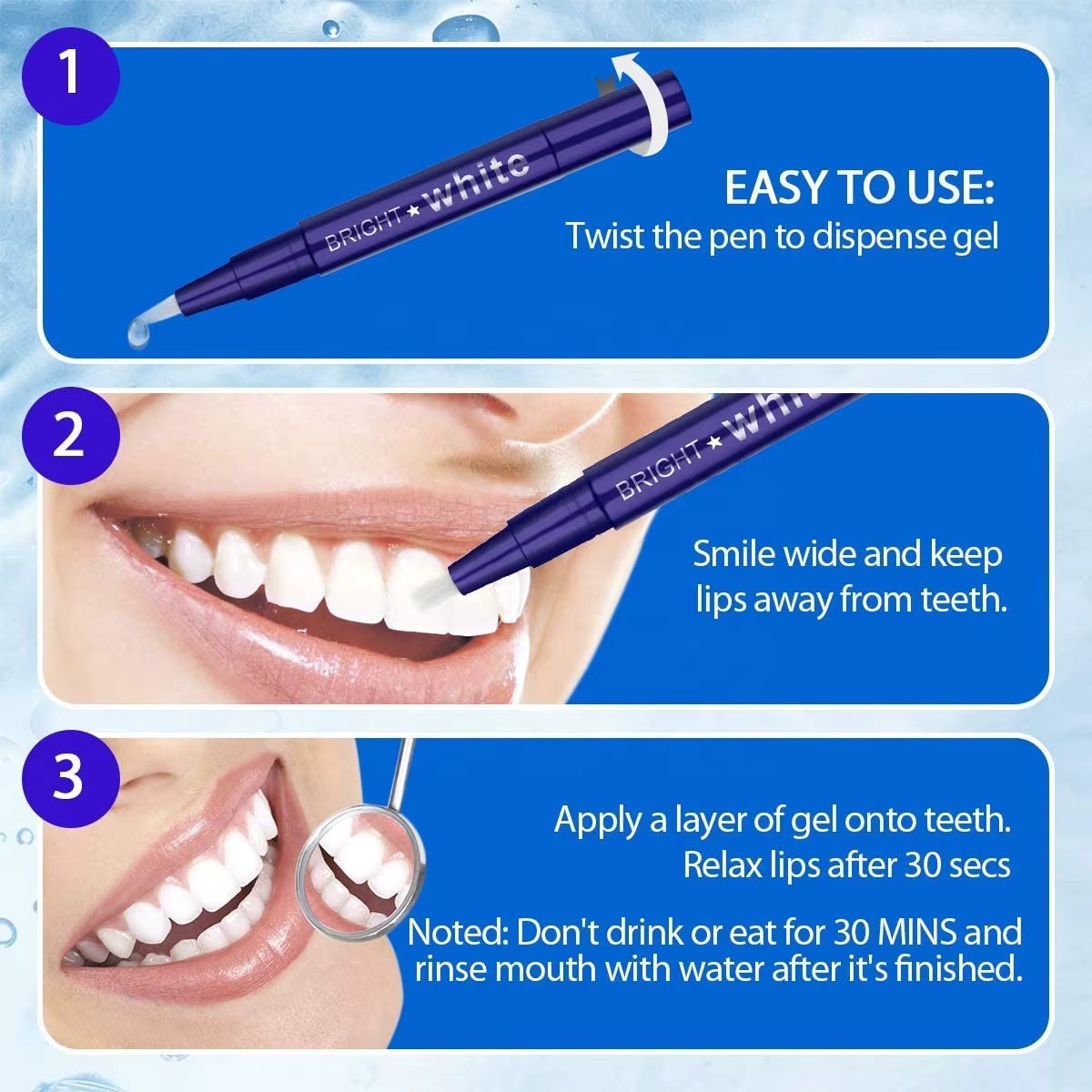 BRIGHT WHITE Teeth Whitening Pen, 20+ Uses - Effective, Painless, No Sensitivity, Easy to Use, Mint Flavor Teeth whitening Gel Pen ( Pack of 2 )