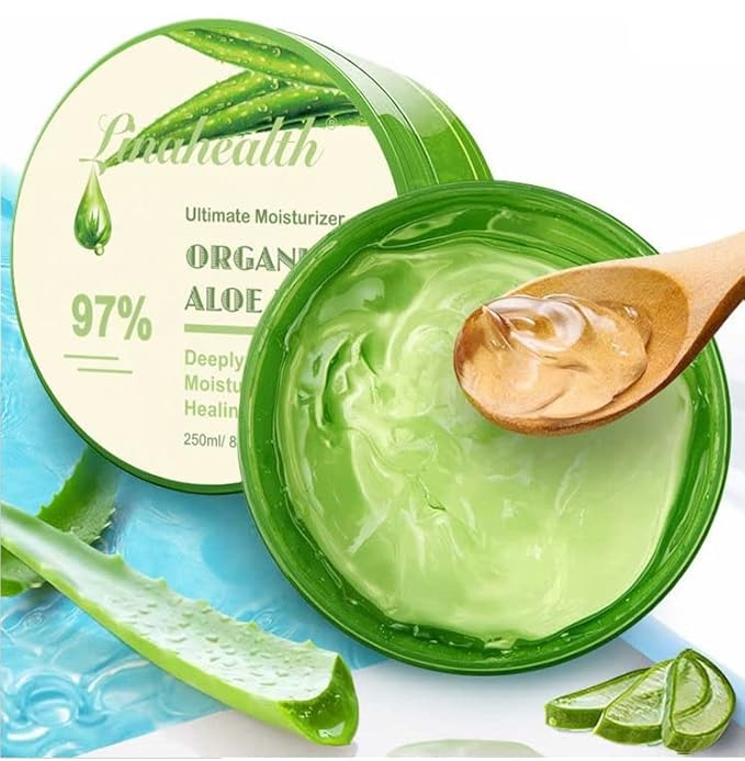 99% Aloe Vera Moisturizing Gel with natural extracts for Deep Hydration, Pore Refining, Nourishes & Soothing, refreshes and softens dry skin, fights Acne Ideal for Skin, Scalp & Hair Hydration, Calming Moisturizer for Soothing After Sun Care Relief - 300g