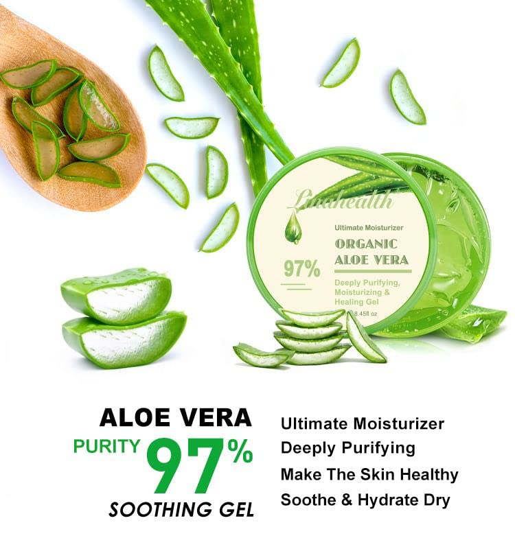 99% Aloe Vera Moisturizing Gel with natural extracts for Deep Hydration, Pore Refining, Nourishes & Soothing, refreshes and softens dry skin, fights Acne Ideal for Skin, Scalp & Hair Hydration, Calming Moisturizer for Soothing After Sun Care Relief - 300g