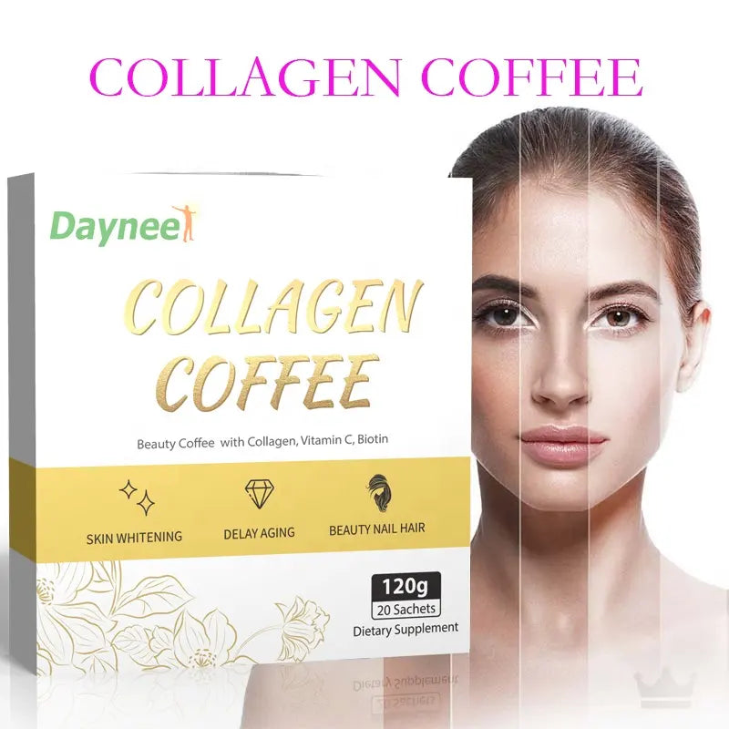 Collagen Coffee with Vitamin C and Biotin | Instant Coffee for Skin Beauty, Anti-Aging, Nails and Hair Care - ( 20 sachets )