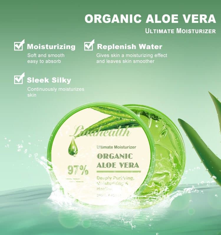 99% Aloe Vera Moisturizing Gel with natural extracts for Deep Hydration, Pore Refining, Nourishes & Soothing, refreshes and softens dry skin, fights Acne Ideal for Skin, Scalp & Hair Hydration, Calming Moisturizer for Soothing After Sun Care Relief - 300g