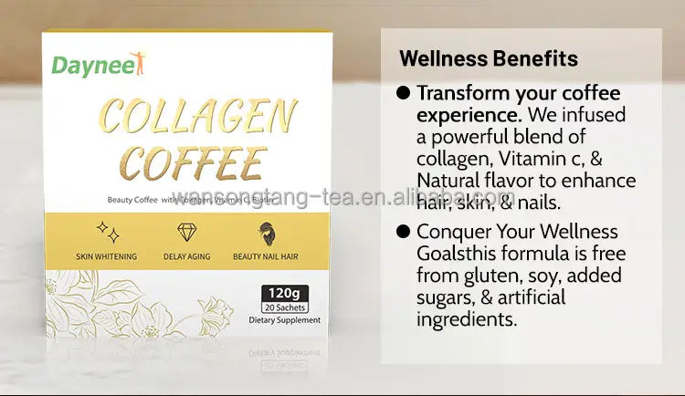 Collagen Coffee with Vitamin C and Biotin | Instant Coffee for Skin Beauty, Anti-Aging, Nails and Hair Care - ( 20 sachets )