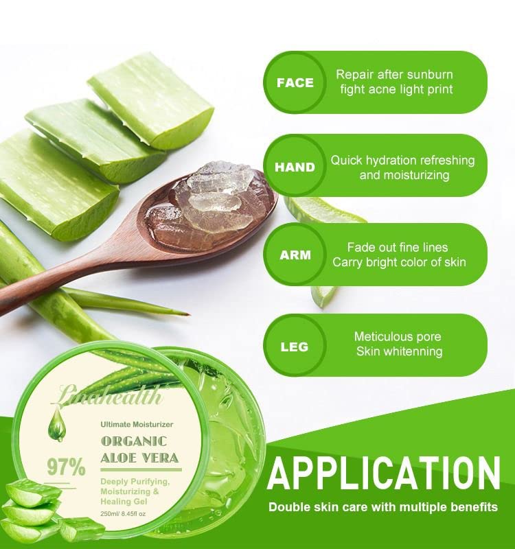 99% Aloe Vera Moisturizing Gel with natural extracts for Deep Hydration, Pore Refining, Nourishes & Soothing, refreshes and softens dry skin, fights Acne Ideal for Skin, Scalp & Hair Hydration, Calming Moisturizer for Soothing After Sun Care Relief - 300g