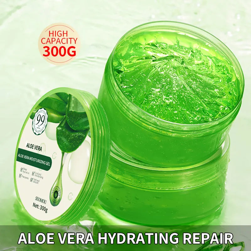 99% Aloe Vera Moisturizing Gel with natural extracts for Deep Hydration, Pore Refining, Nourishes & Soothing, refreshes and softens dry skin, fights Acne Ideal for Skin, Scalp & Hair Hydration, Calming Moisturizer for Soothing After Sun Care Relief - 300g